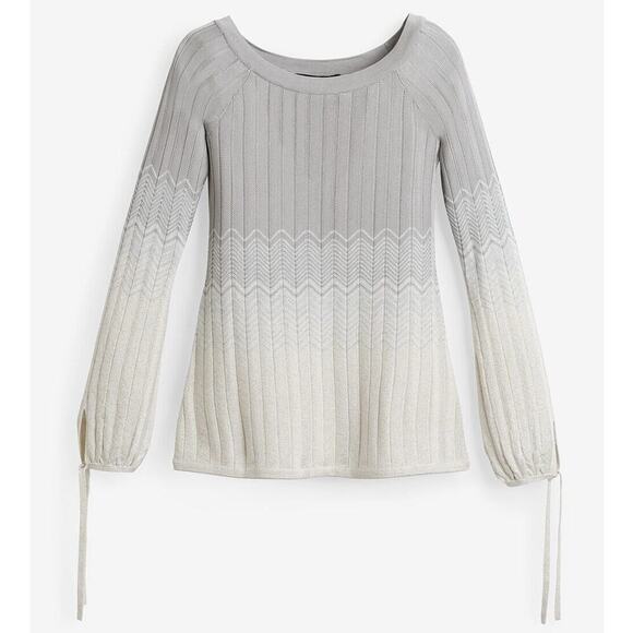 WHBM Ombre Knit Sweater in Heather Grey, White and Metalic Silver Size Small - Picture 1 of 10
